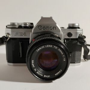 Canon AE-1 Black and Silver Camera